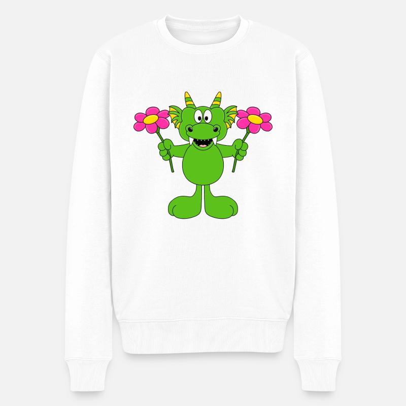 BLUMEN - LIEBE - DRACHE - GESCHENK - GARTEN - Männer Premium Bio Pullover - Weiß
