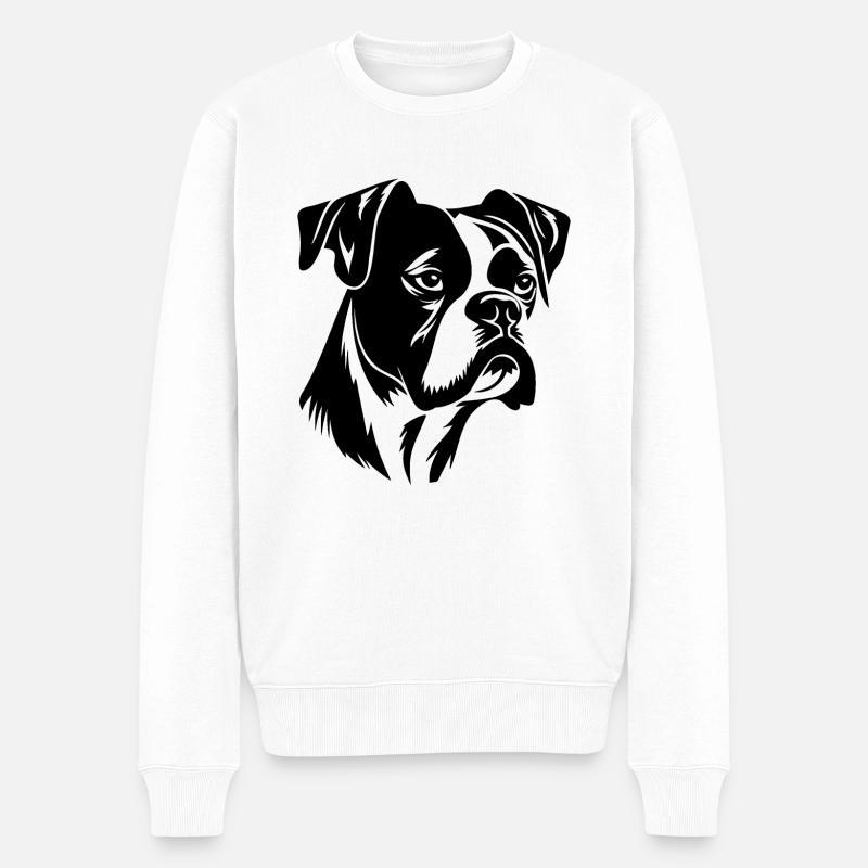 Boxer Hund Hunderasse - Männer Premium Bio Pullover - Weiß