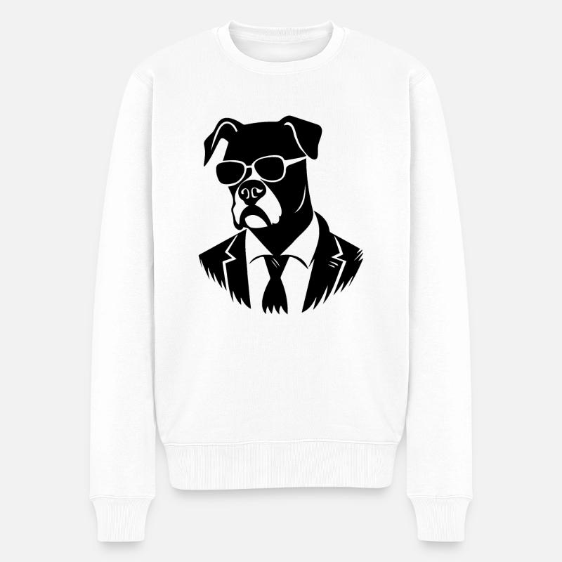 Boxer Hund Hunderasse - Männer Premium Bio Pullover - Weiß