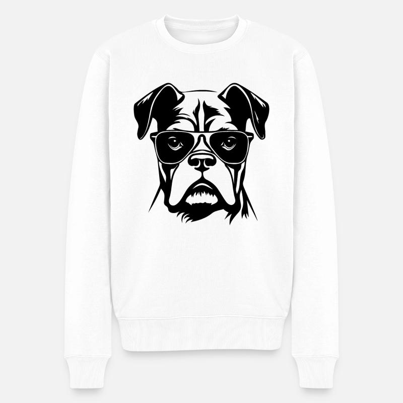 Boxer Hund Hunderasse - Männer Premium Bio Pullover - Weiß