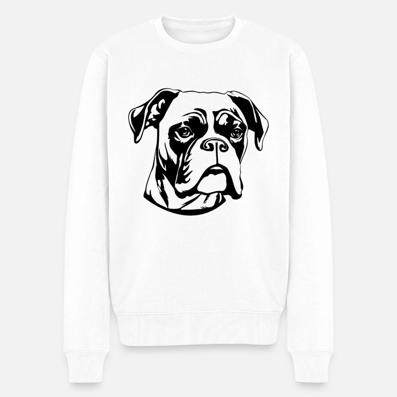 Boxer Hund Hunderasse - Männer Premium Bio Pullover - Weiß