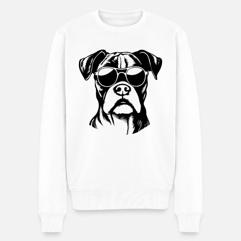 Boxer Hund Hunderasse - Männer Premium Bio Pullover - Weiß
