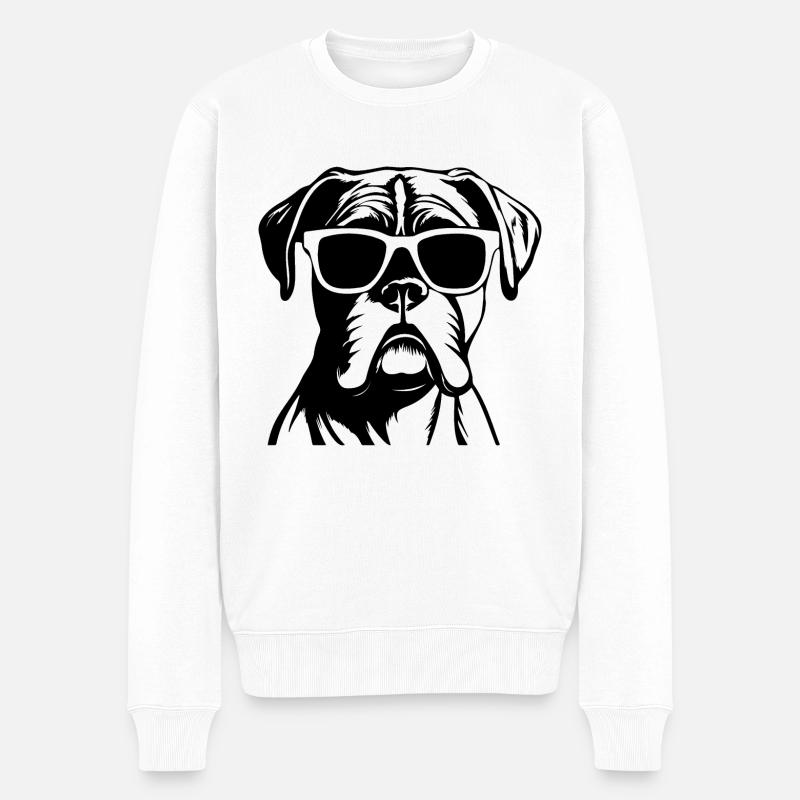 Boxer Hund Hunderasse - Männer Premium Bio Pullover - Weiß