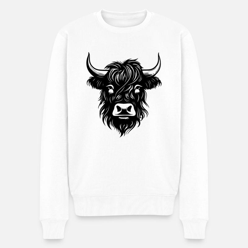 Vache écossaise des Highlands - Pull Premium bio Homme - blanc