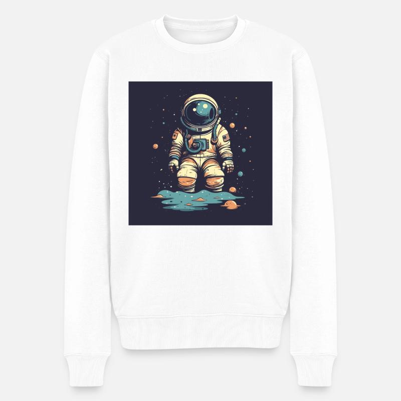 Retro Space Adventures - Männer Premium Bio Pullover - Weiß