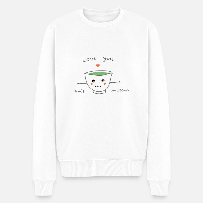 love you this matcha - Männer Premium Bio Pullover - Weiß