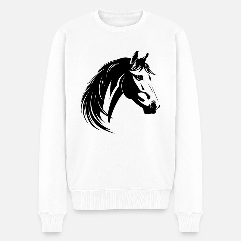 Pferd Pferdekopf Pony - Männer Premium Bio Pullover - Weiß