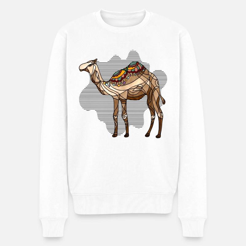 Kamel - Männer Premium Bio Pullover - Weiß