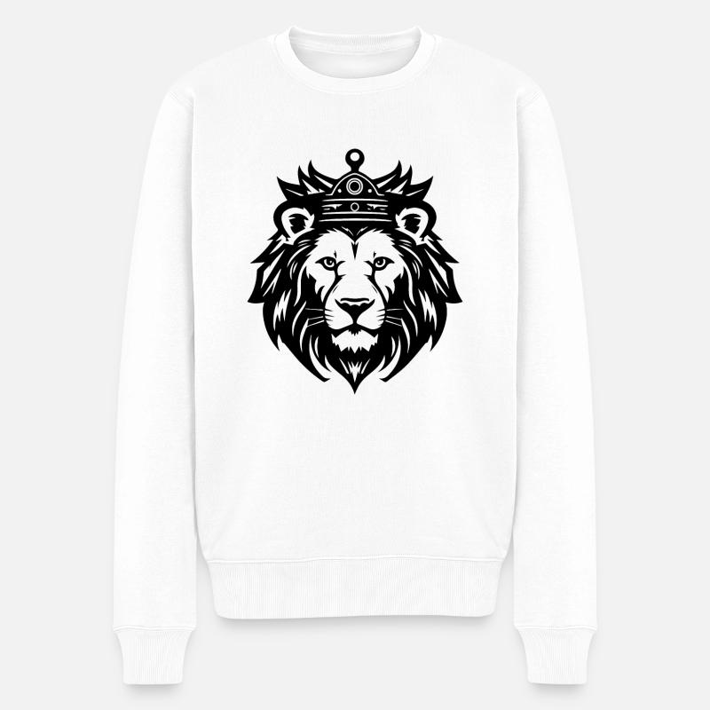 Löwe Löwenkopf Raubtier - Männer Premium Bio Pullover - Weiß