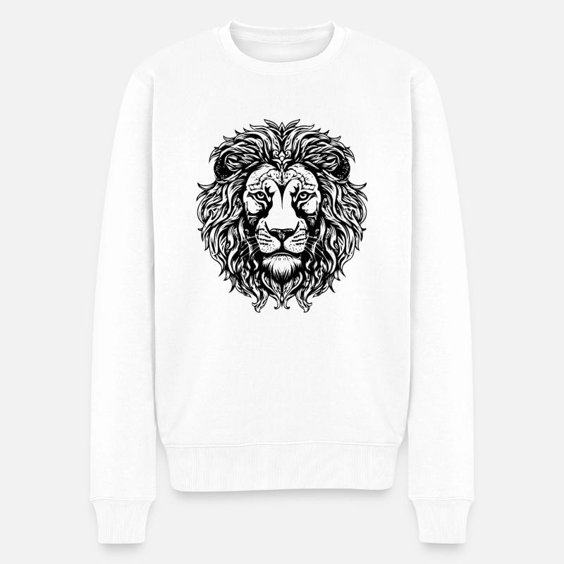 Löwe Löwenkopf Raubtier - Männer Premium Bio Pullover - Weiß
