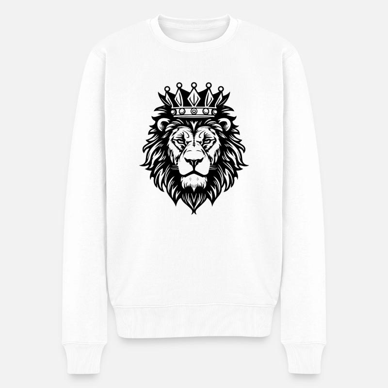 Löwe Löwenkopf Raubtier - Männer Premium Bio Pullover - Weiß