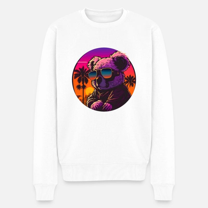 Synthwave Koala Sunset - Pull Premium bio Homme - blanc