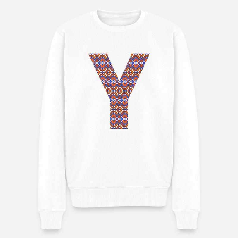 Monogramm Buchstabe Y - geometrisches Muster - Männer Premium Bio Pullover - Weiß