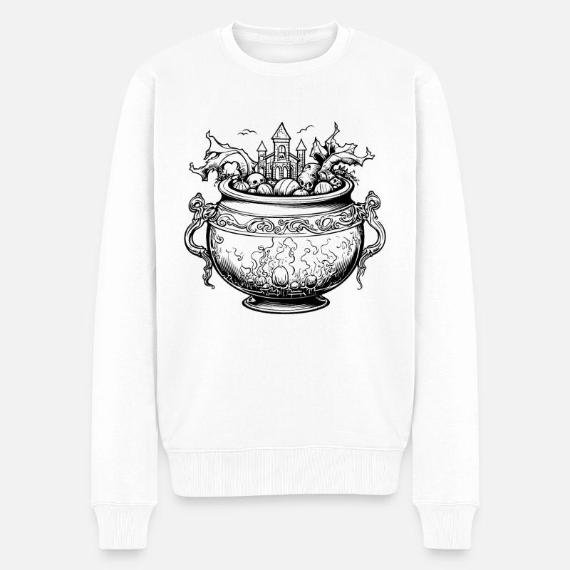 Kessel Magisch Hexe Halloween - Männer Premium Bio Pullover - Weiß