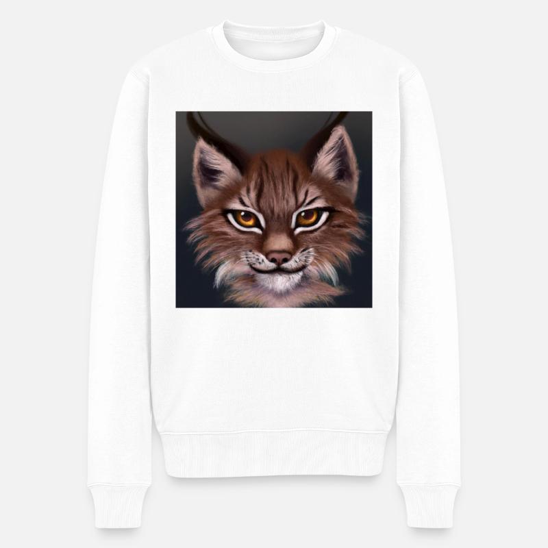 Junger Luchs - Männer Premium Bio Pullover - Weiß