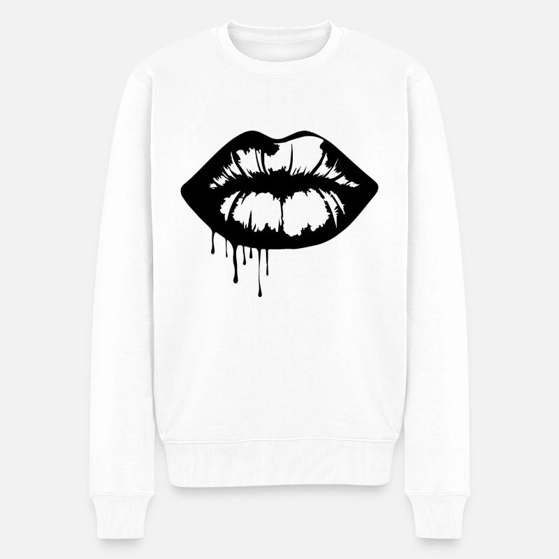 Lippen Mund Kussmund - Männer Premium Bio Pullover - Weiß