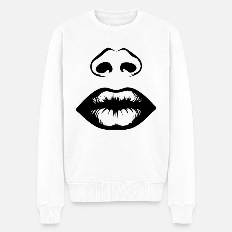 Lippen Mund Kussmund - Männer Premium Bio Pullover - Weiß