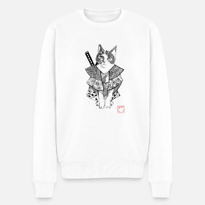 Chatmourai - Männer Premium Bio Pullover - Weiß