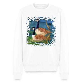 Oiseaux - Pull Premium bio Homme - blanc - Devant - Thijin (182cm)