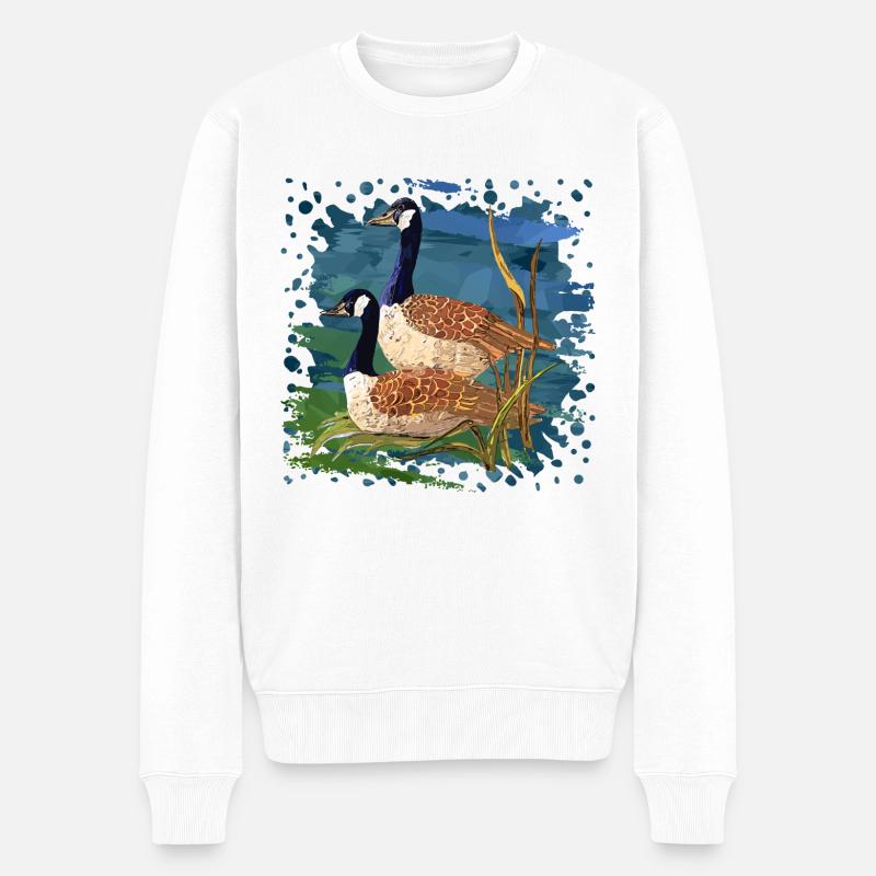 Vögel - Männer Premium Bio Pullover - Weiß