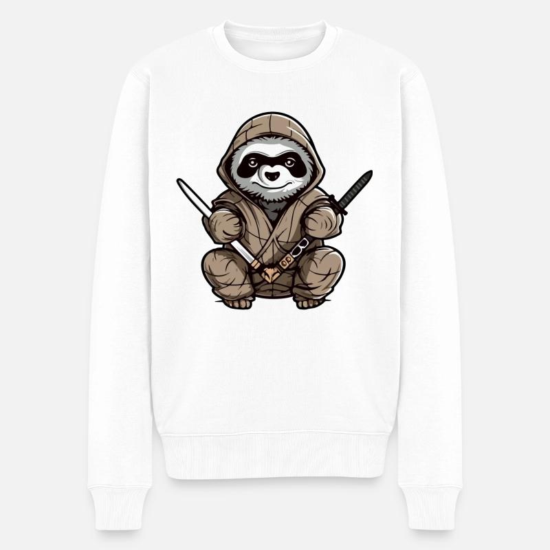 Clem le paresseux ninja - Pull Premium bio Homme - blanc
