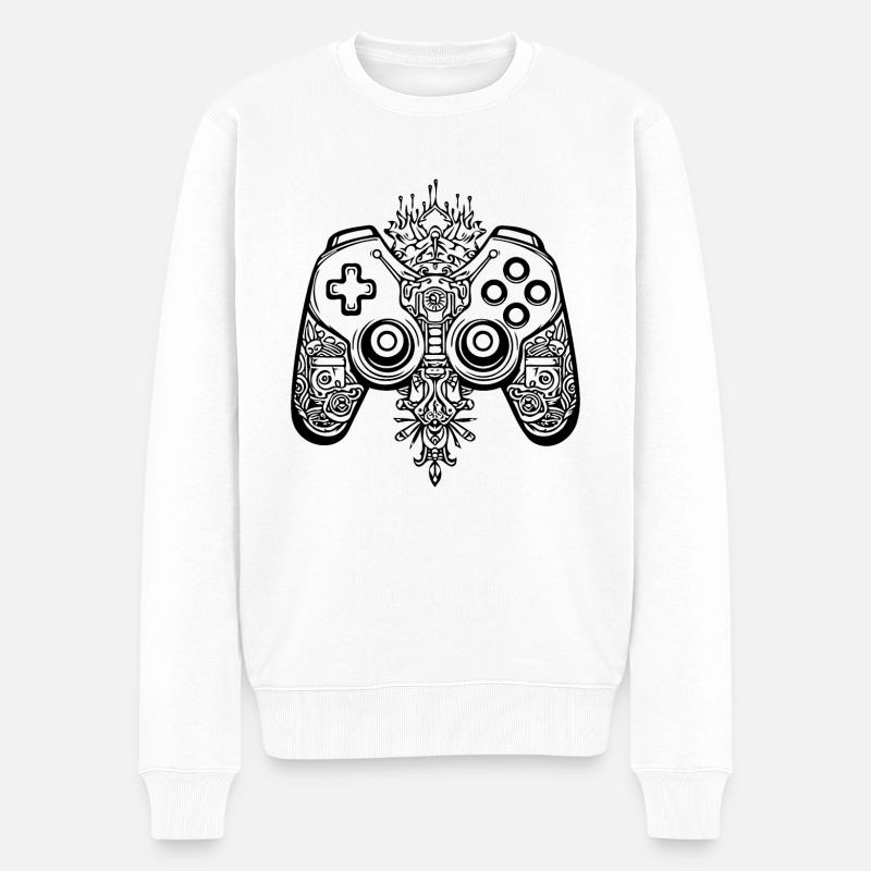 Controller Gaming Videospiele Gamepad - Männer Premium Bio Pullover - Weiß