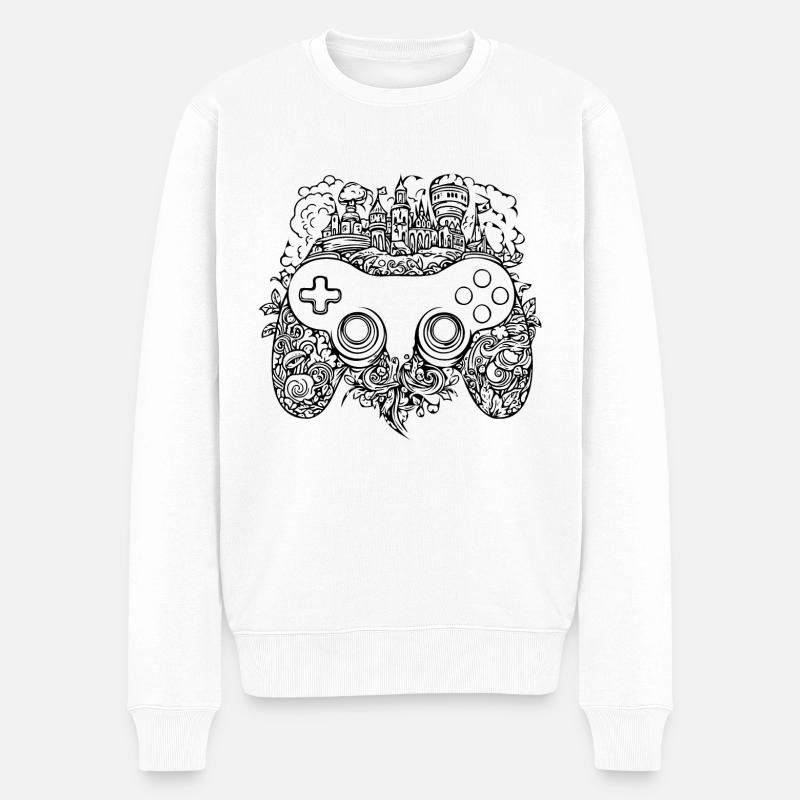 Controller Gaming Videospiele Gamepad - Männer Premium Bio Pullover - Weiß