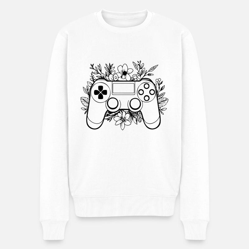 Controller Gaming Videospiele Gamepad - Männer Premium Bio Pullover - Weiß