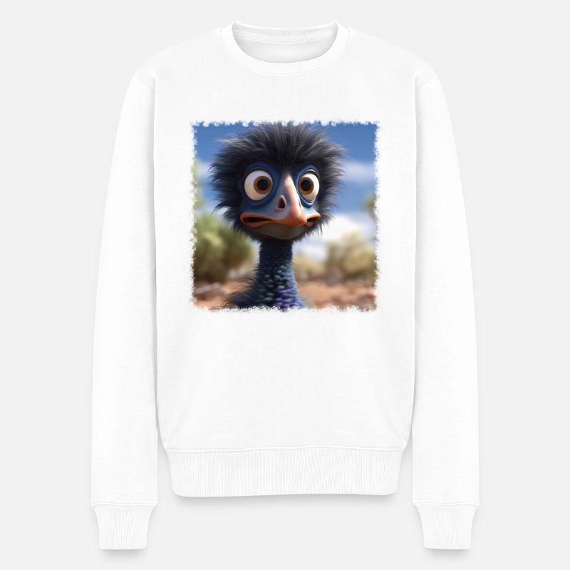 verrücktes Emu - Männer Premium Bio Pullover - Weiß