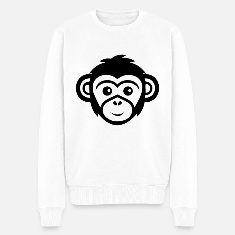 Affe Affen Affengesicht Dschungel - Männer Premium Bio Pullover - Weiß