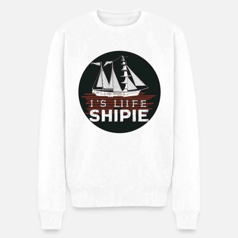 Schiff-Design mit Spruch - Männer Premium Bio Pullover - Weiß