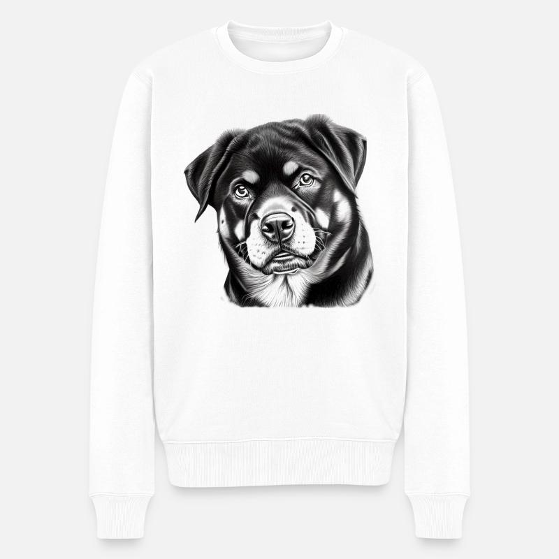 Edler Rottweiler Damen Herren Geschenk - Männer Premium Bio Pullover - Weiß