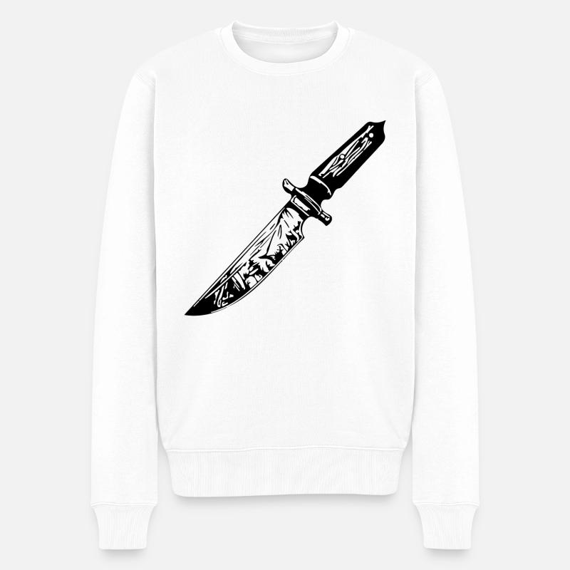 Messer Messerschmied Messerliebhaber - Männer Premium Bio Pullover - Weiß