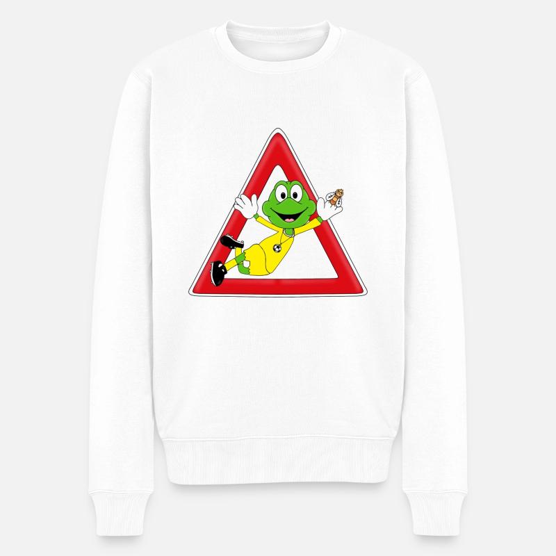 ACHTUNG FLIEGENFÄNGER - FROSCH - FLIEGE - TIERE - Männer Premium Bio Pullover - Weiß
