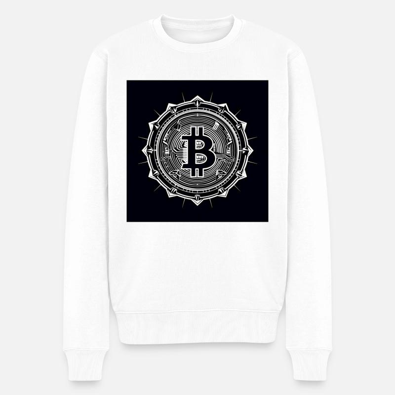 Logo bitcoin noir blanc moderne - Pull Premium bio Homme - blanc