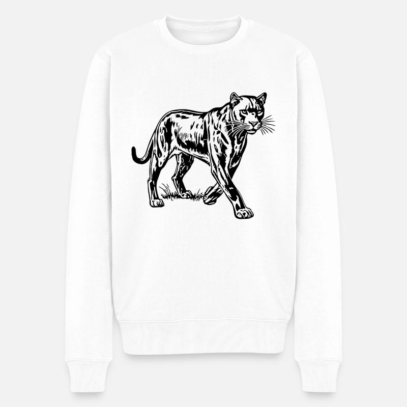 Panther Raubtier Dschungel Wildkatze - Männer Premium Bio Pullover - Weiß