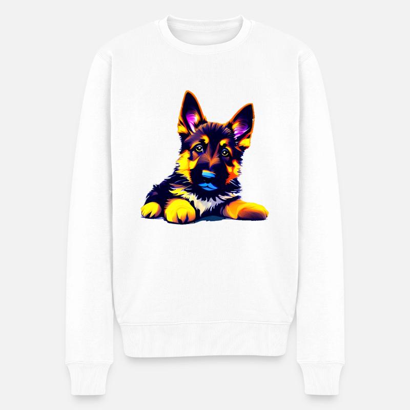 Chiot Berger Allemand Propriétaire Chien - Pull Premium bio Homme - blanc
