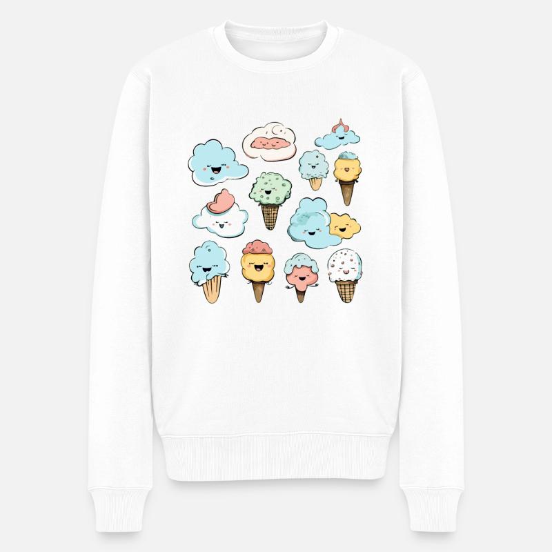 Glaces et cornets kawaii - Pull Premium bio Homme - blanc