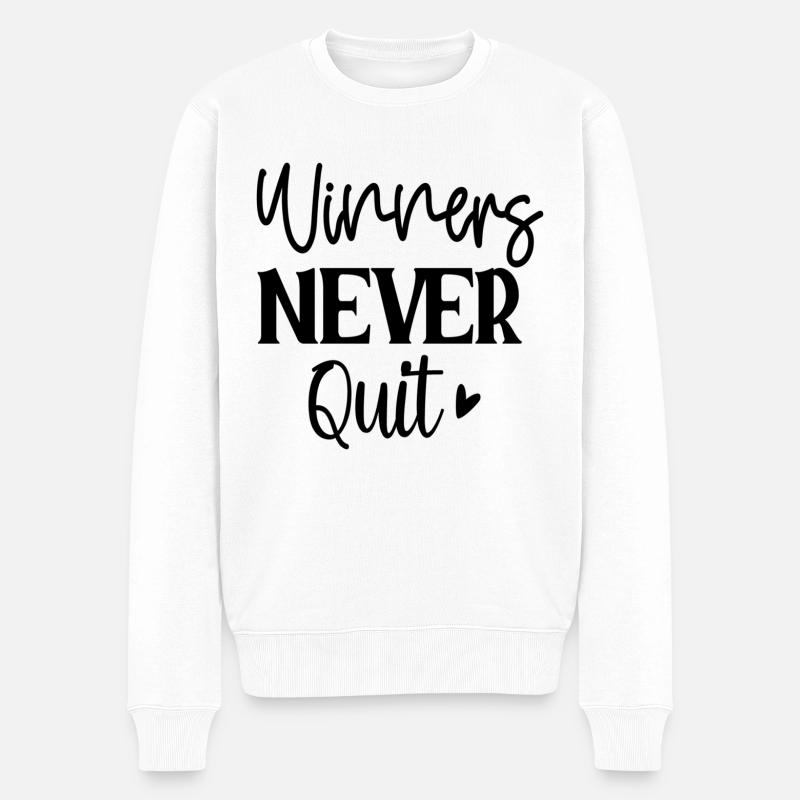 Winners Never Quit - Männer Premium Bio Pullover - Weiß