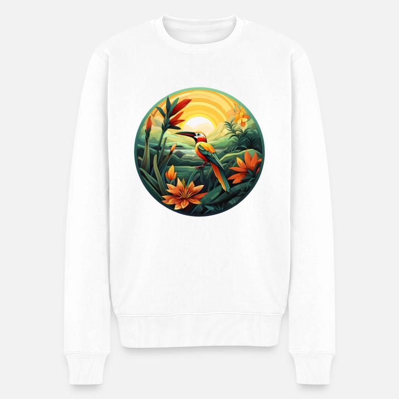 Vogel im Paradies - Männer Premium Bio Pullover - Weiß