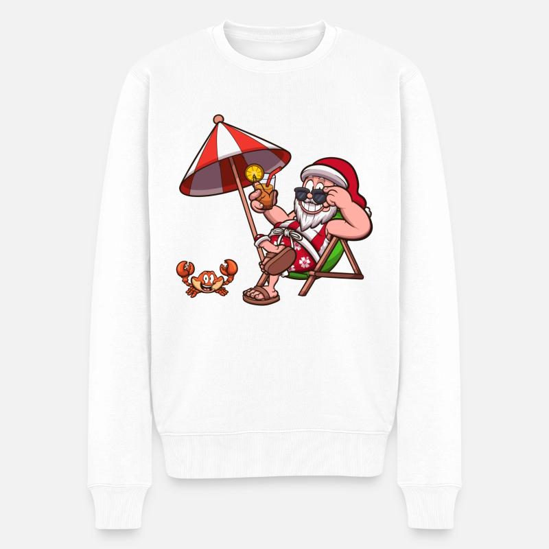 Tropischer Weihnachtsmann - Männer Premium Bio Pullover - Weiß