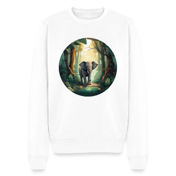 Rainforest Elephant - Men's Premium Organic Jumper - white - Front - Thijin (182cm)