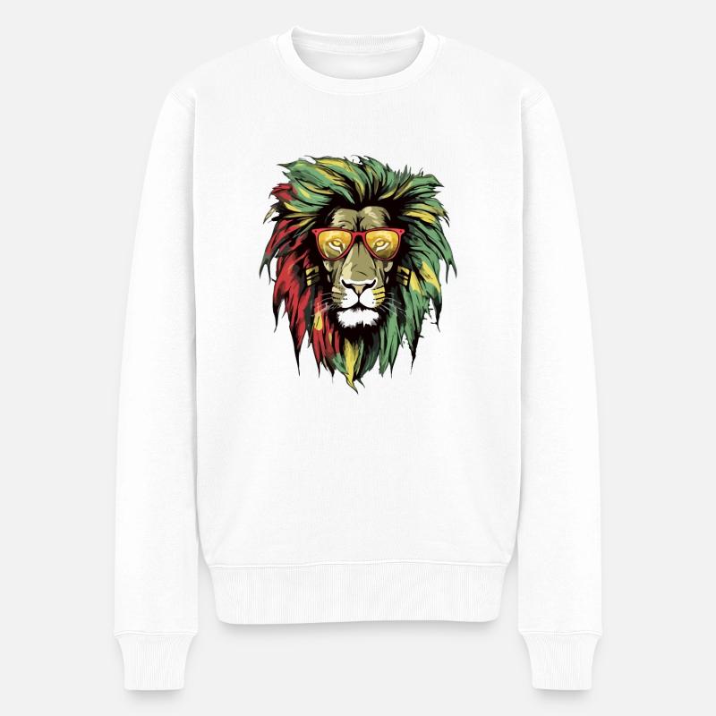 Kimo Rasta Löwe - Männer Premium Bio Pullover - Weiß
