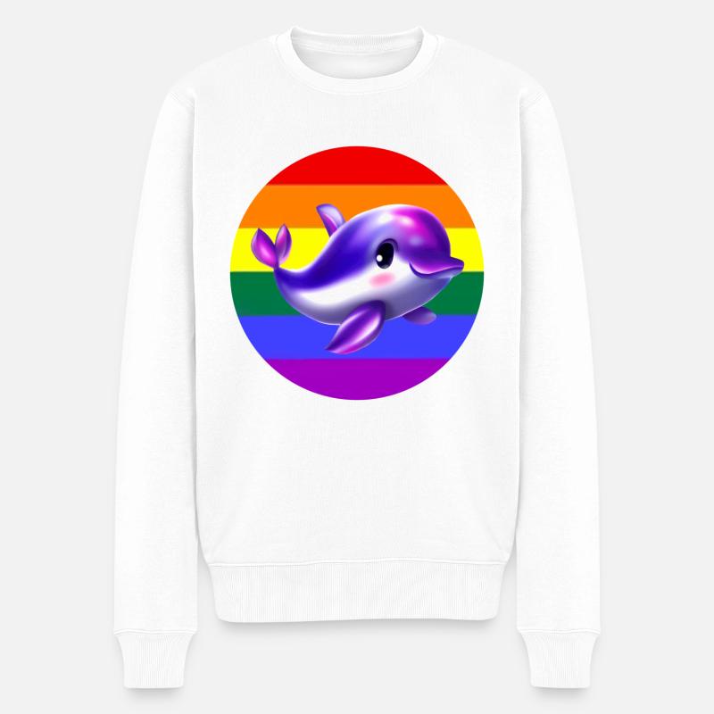 Delphin LGBT Stolz - Männer Premium Bio Pullover - Weiß