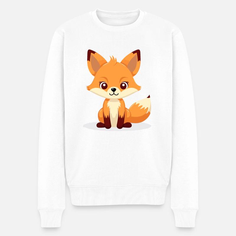 Kleiner schlauer Fuchs - Männer Premium Bio Pullover - Weiß
