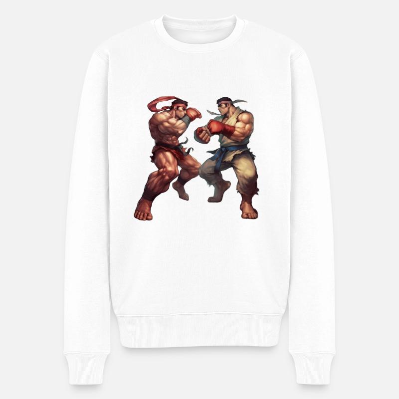 Conceptions dynamiques de style Streetfighter pour le combat - Pull Premium bio Homme - blanc