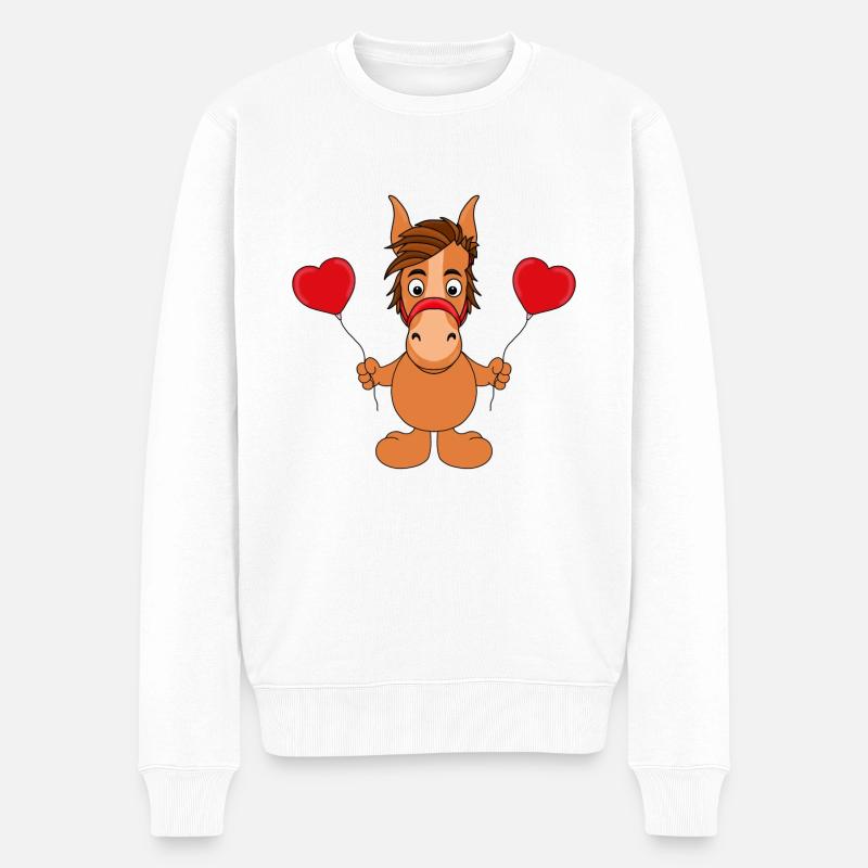 LUFTBALLONS - HERZCHEN - LIEBE - PFERD - PONY - Männer Premium Bio Pullover - Weiß