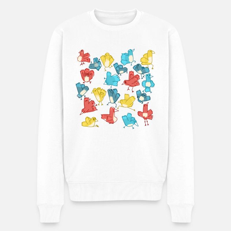Vögel - Männer Premium Bio Pullover - Weiß