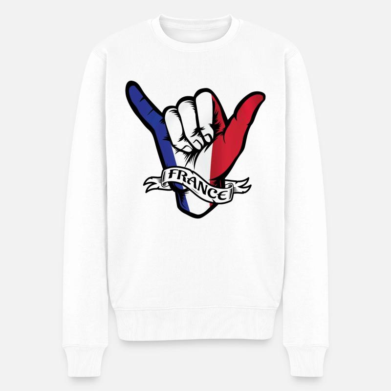 France Shaka - Männer Premium Bio Pullover - Weiß