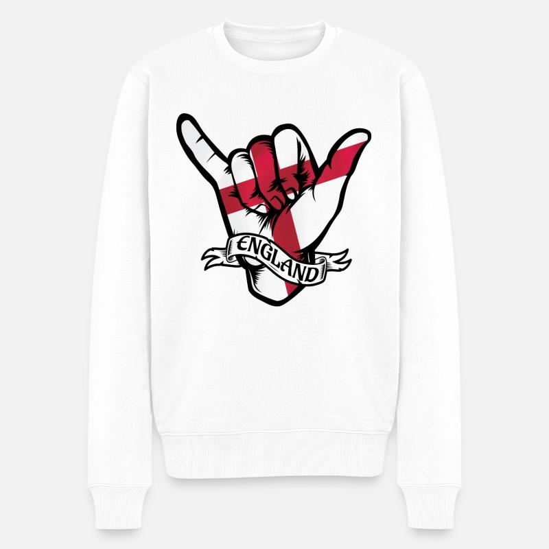 England Shaka - Männer Premium Bio Pullover - Weiß